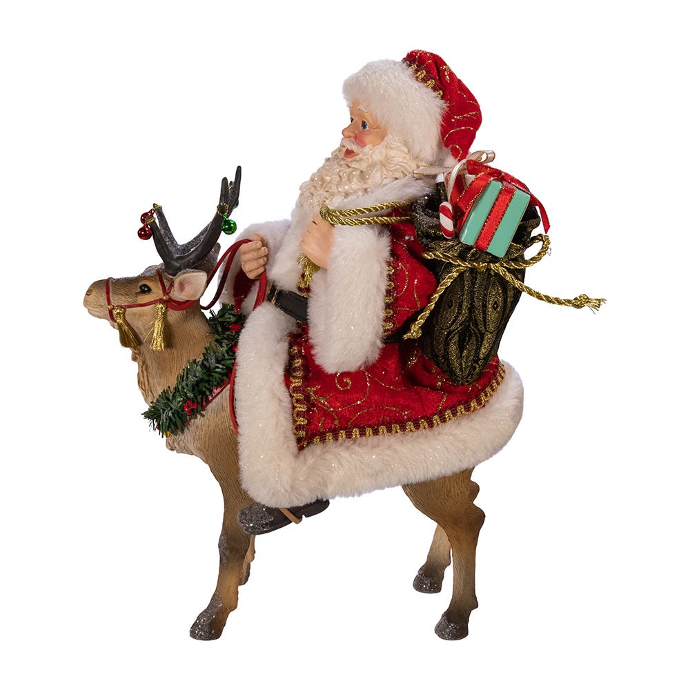 Kurt Adler 11.5-Inch Fabriché™ Santa on Reindeer